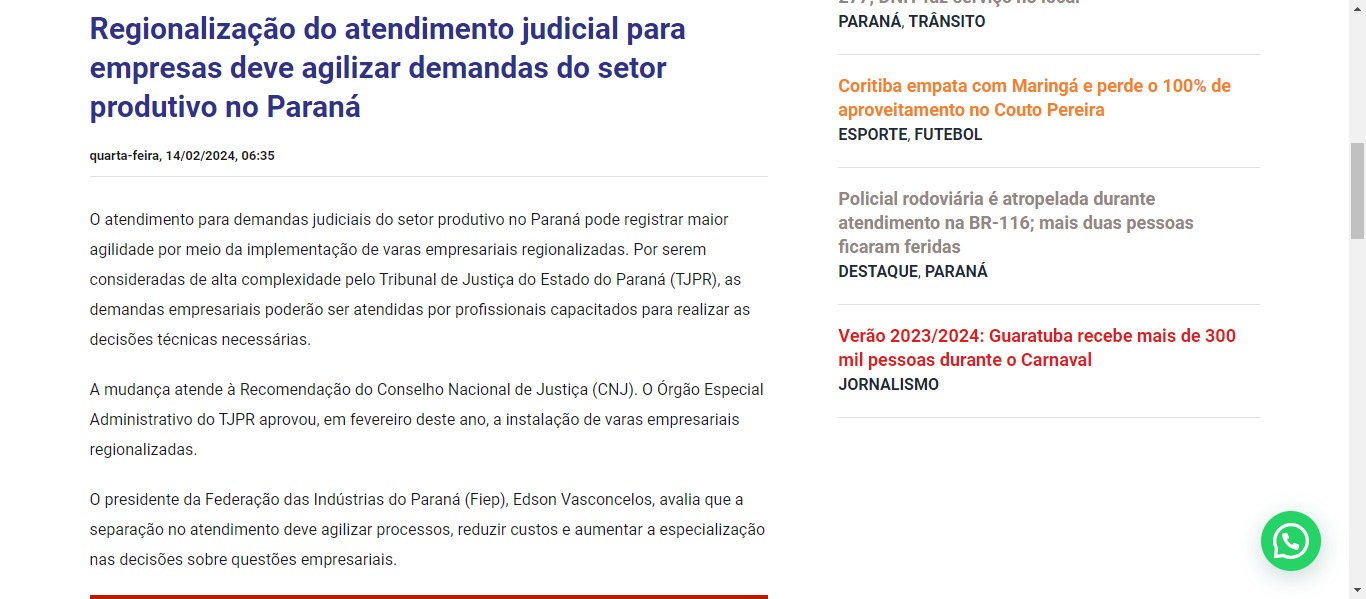 Regionalização do atendimento judicial para empresas deve agilizar demandas do setor produtivo no Paraná - image 0