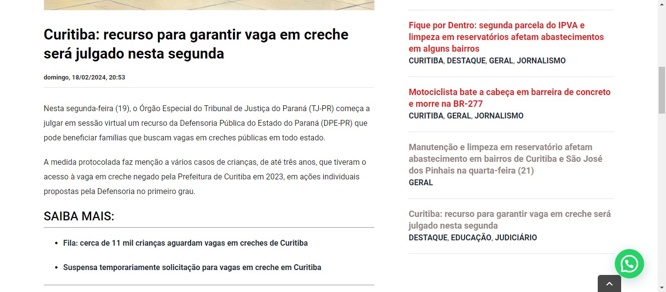 Curitiba: recurso para garantir vaga em creche será julgado nesta segunda - image 0