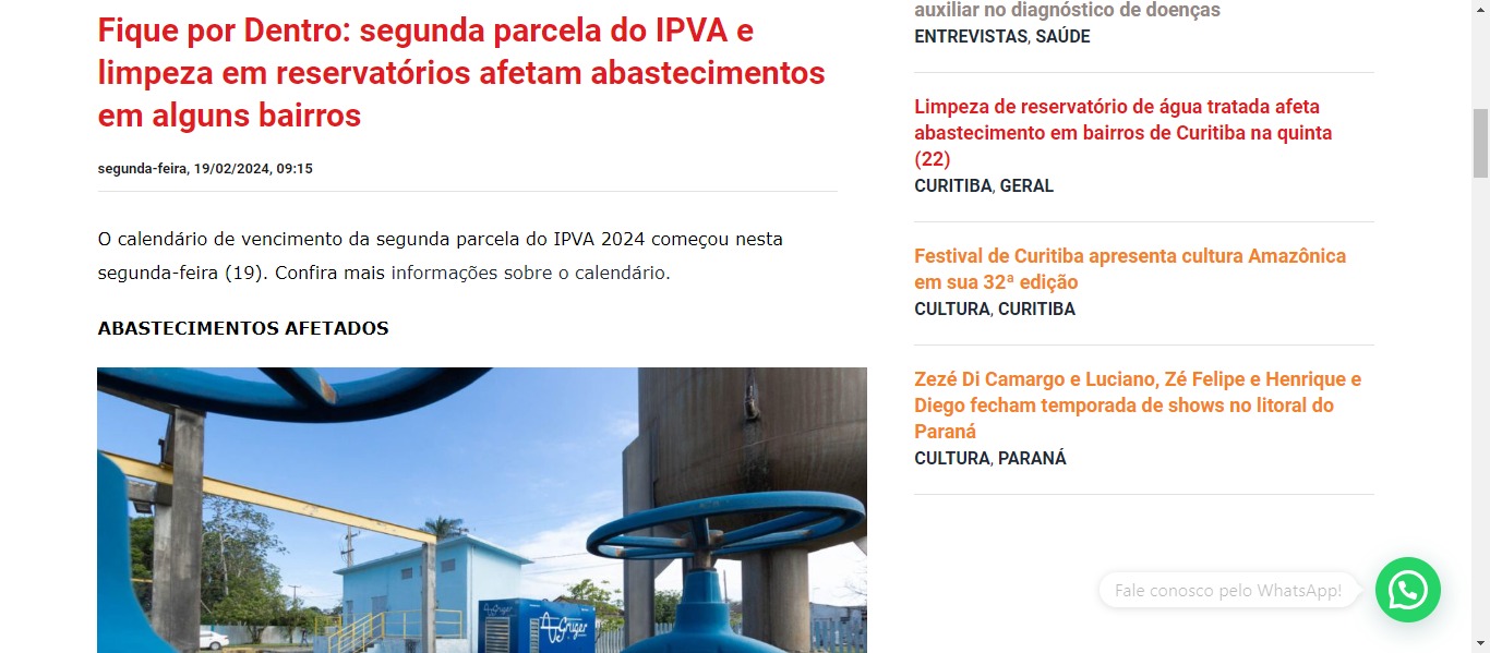 Fique por Dentro: segunda parcela do IPVA e limpeza em reservatórios afetam abastecimentos em alguns bairros - image 0