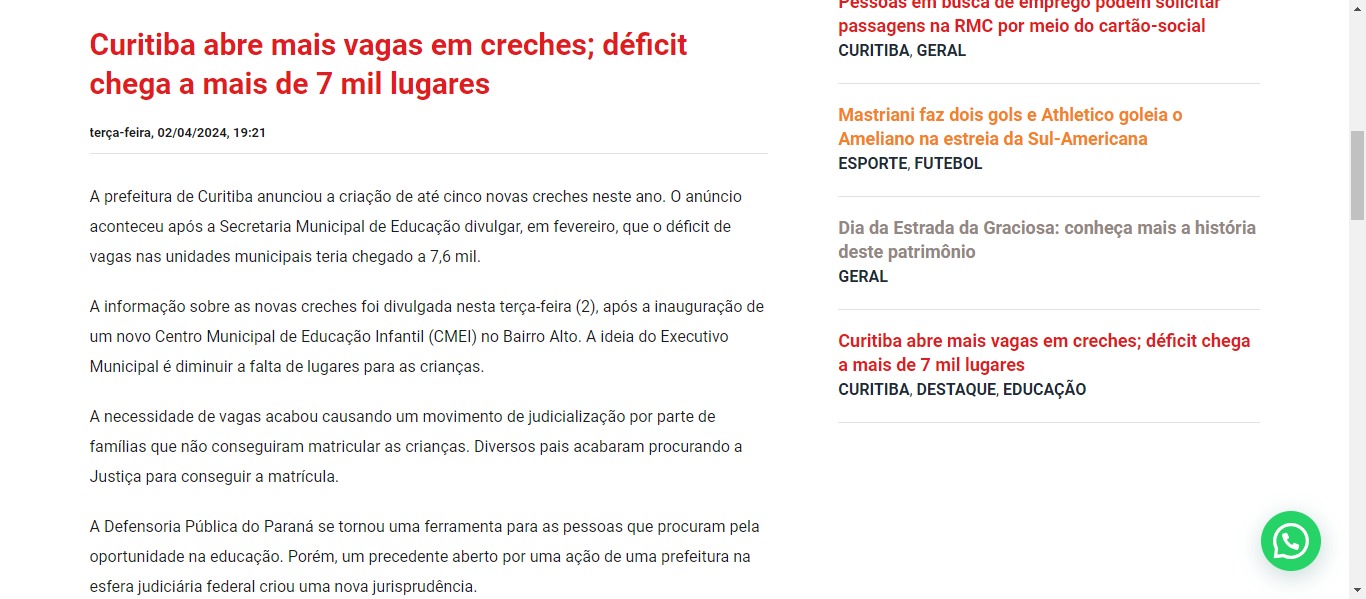 Curitiba abre mais vagas em creches; déficit chega a mais de 7 mil lugares - image 0